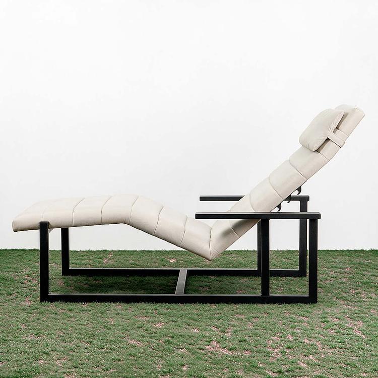 Садовый шезлонг-лежак Roxy Lounger, Black акриловая ткань Light Stone - ракурс 4