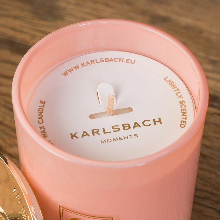 Арома-свеча в розовом стакане с золотой крышкой Кактус Aroma Candle In Pink Glass With Gold Lid Cactus