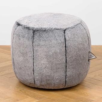 Пуфик Alaska Round Pouf Small искусственный мех Grizzly Grey - ракурс 2