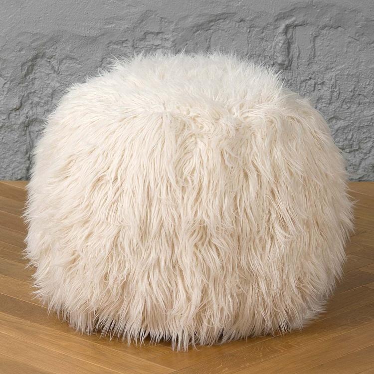 Пуфик Alaska Round Pouf Small искусственный мех Mongolia Cream