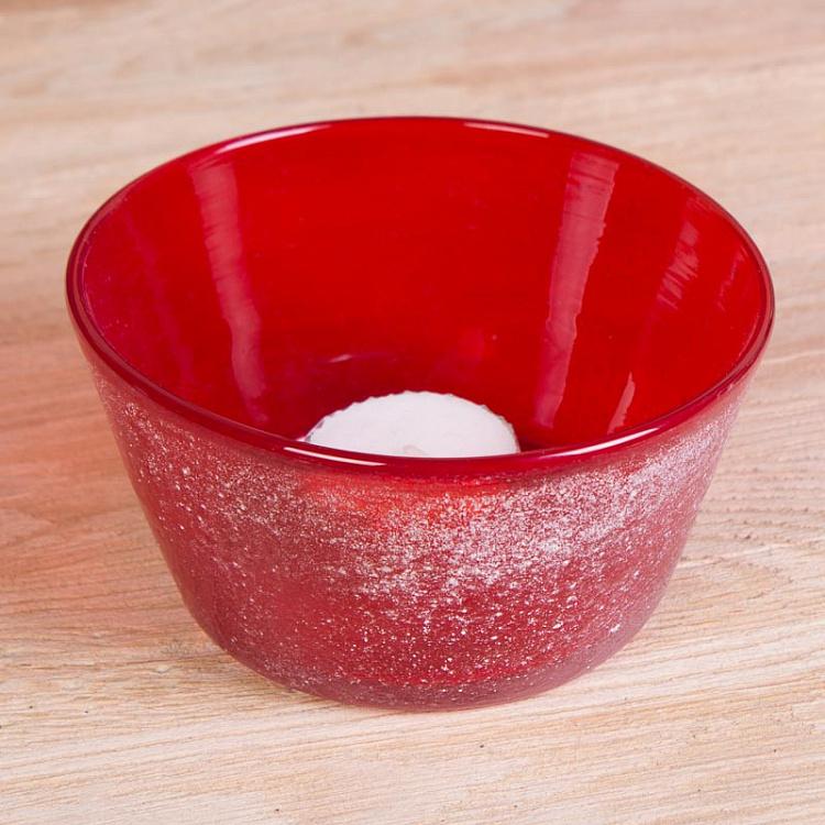 Votive Glass With Sand Finish Red