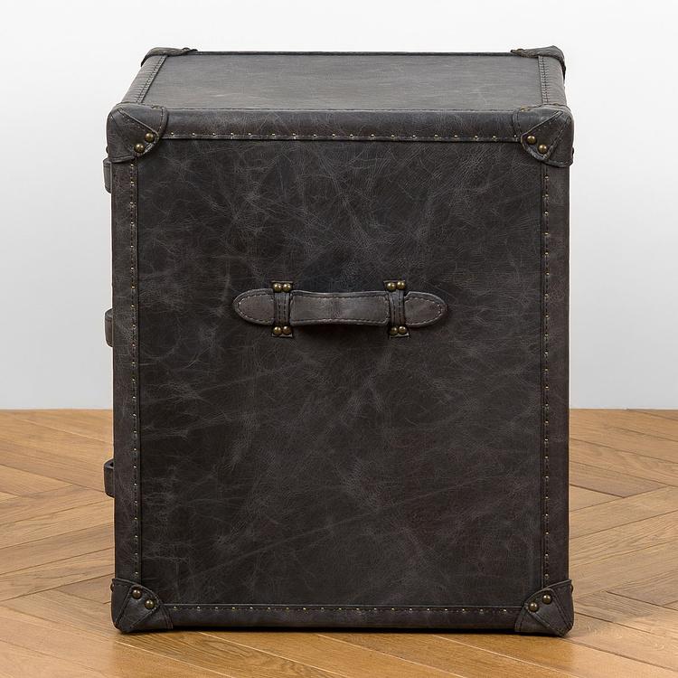 Тумба-сундук Navigator Side Table D натуральная кожа Antique Ebony - ракурс 3