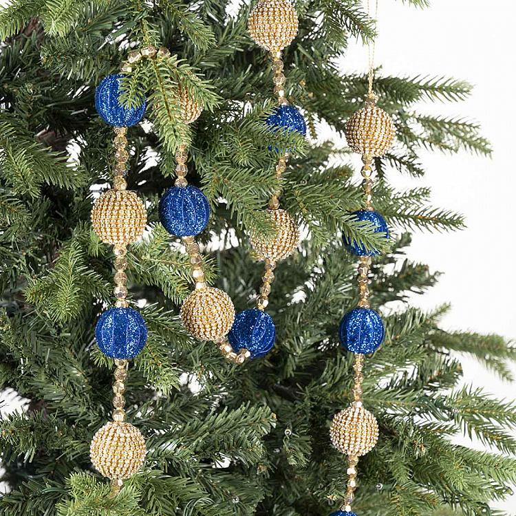 Гирлянда из Золотистых и синих шаров Garland With Balls Gold And Blue 182 cm