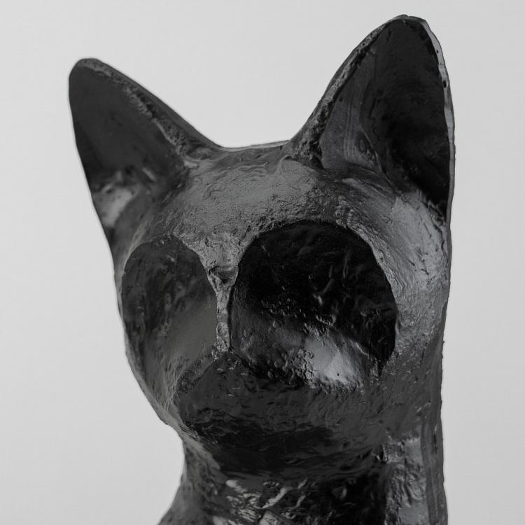 Статуэтка Чёрный кот сидящий Cat Figurine Shiny Black Patina