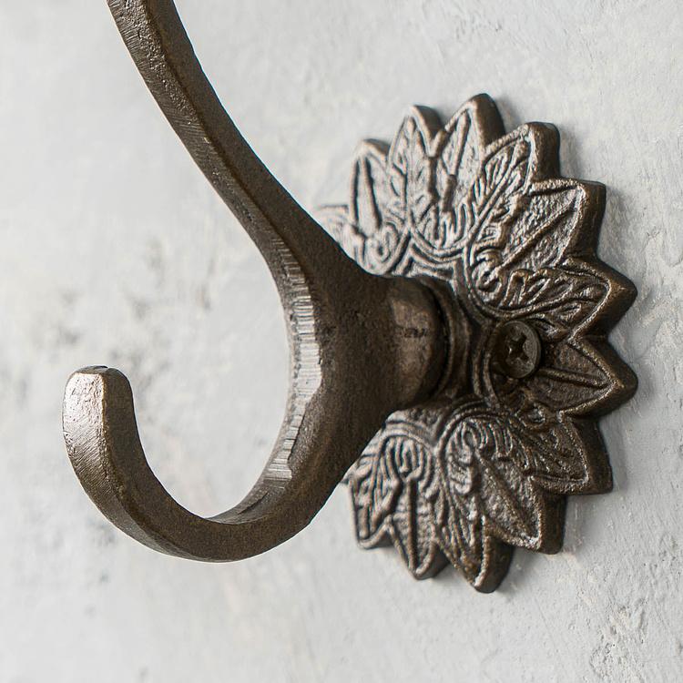 Двухрожковый чугунный крючок с цветком Decorative Star Plate Cast Iron Hook