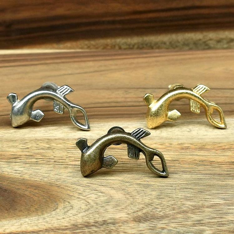 Мебельная ручка Рыбка Кои серебрянного цвета Chic Koi Fish Knob Silver