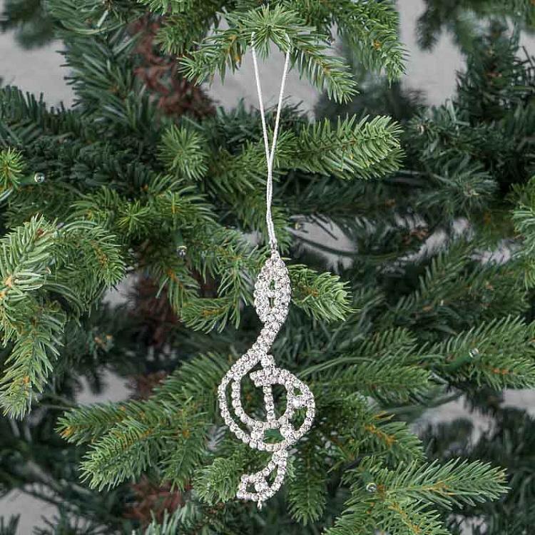 Ёлочная игрушка Скрипичный ключ Treble Clef Silver 7 cm