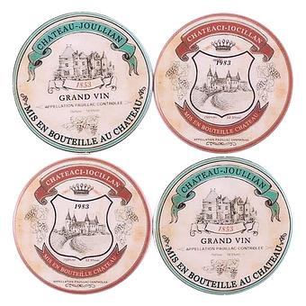 Set Of 4 Stone Coasters Wine Labels