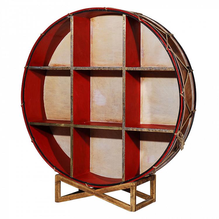 Деревянный стеллаж в виде барабана на подставке, M Regiment Wooden Drum Bookcase Medium With Stand