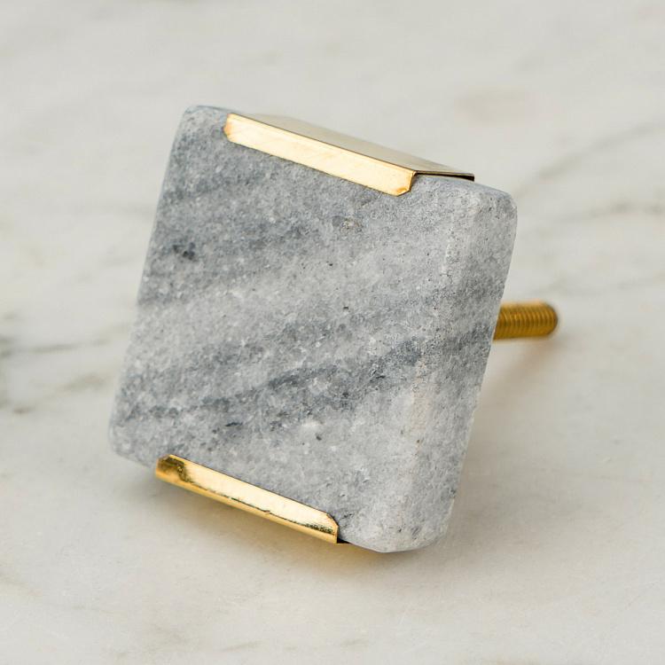 Dark Gray Stone Square Knob