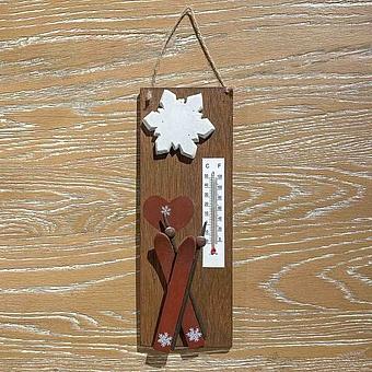 Wooden Thermometer With Ski And Snowflakes 24 cm discount9