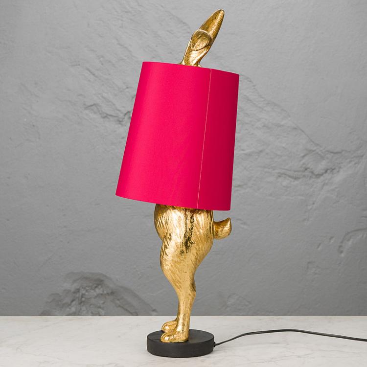 Настольная лампа Робкий кролик с розовым абажуром, M Table Lamp Hiding Bunny Gold Pink