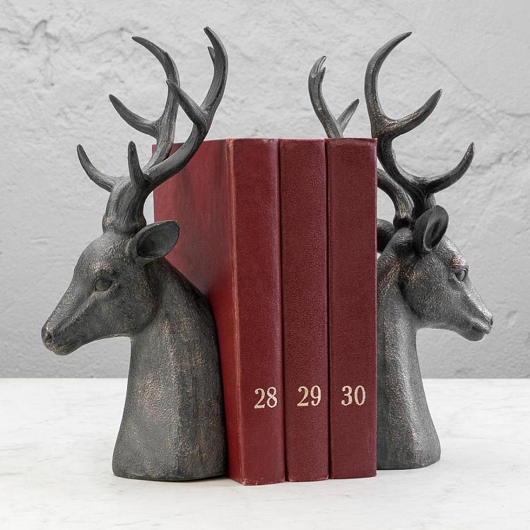 Набор из двух держателей для книг Олени  Bookend Deer Heads Big Antlers