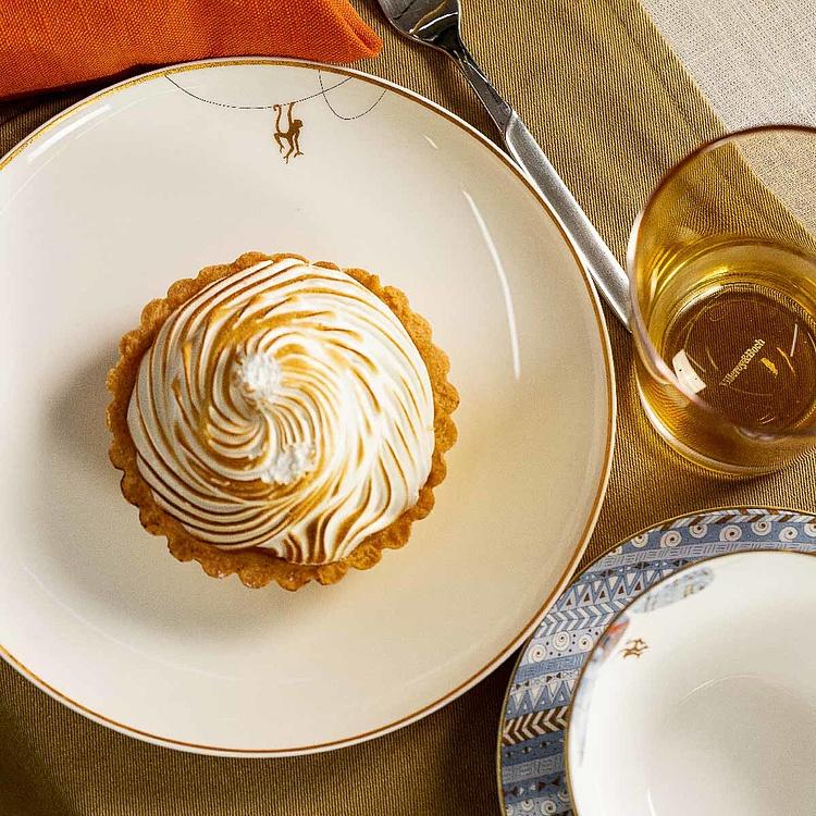 Белая десертная тарелка с обезьянкой Африка Africa Dessert Plate Monkey White