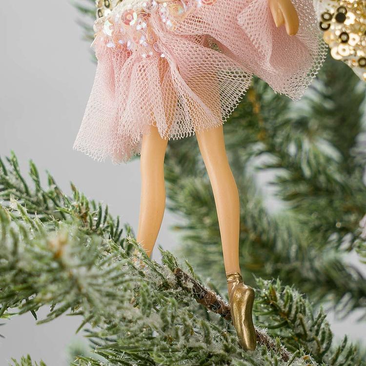 Набор из двух ёлочных игрушек Феи-балерины в тюлевых платьях Set Of 2 Tulle Fairy Ballerinas Pink Purple 17,5 cm