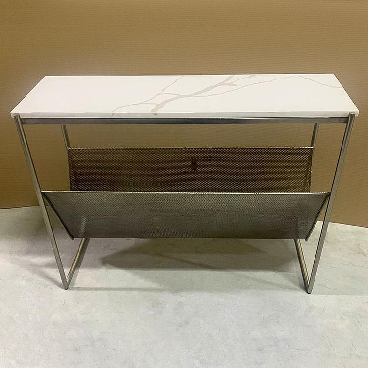 Мраморный консольный стол с сетчатым отсеком Marble Console With Mesh Compartment