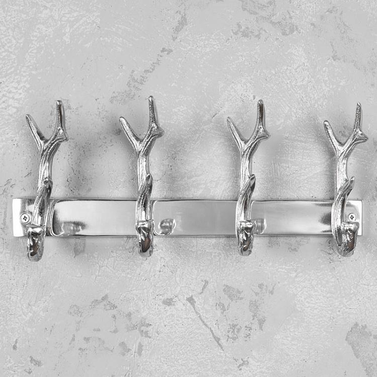 Четырёхместная настенная вешалка со стилизацией оленьих рогов Coat Rack Antlers 4 Hooks