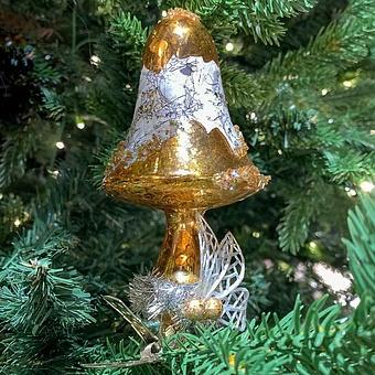 Glass Antique Mushroom Brown On Clip 13 cm