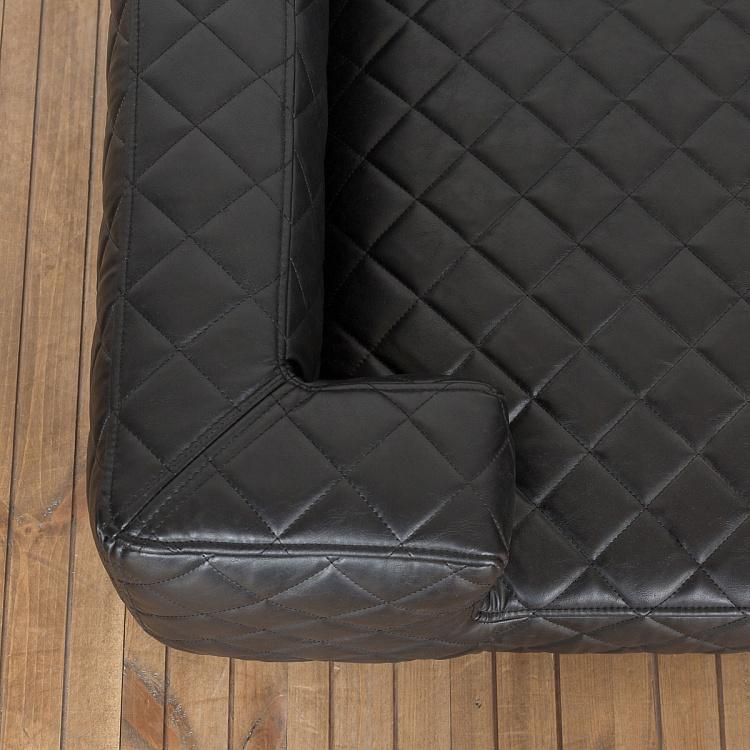 Чёрный диван для собак/кошек Эдоардо с прострочкой Бентли, M Edoardo Sofa Medium, Faux Leather Black