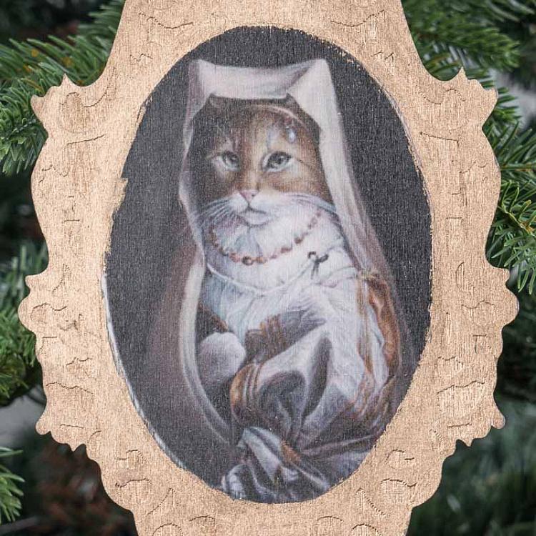 Новогодняя подвеска из дерева Леди Кошка Wooden Pendant Lady Cat 23 cm