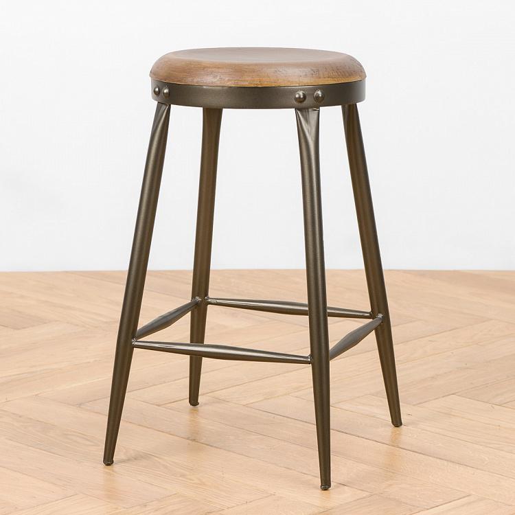 Табурет с деревянным сиденьем Stool Wooden And Metal