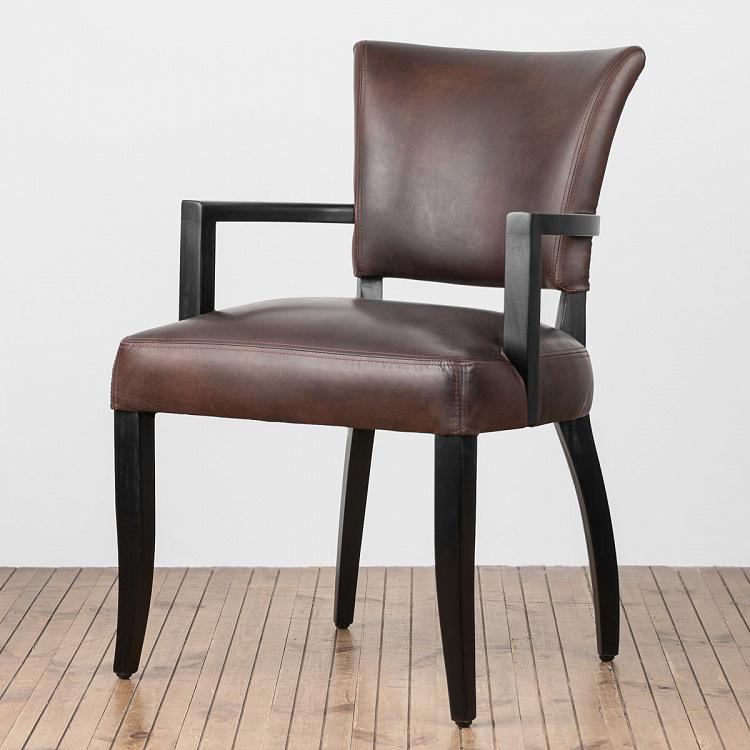 Mimi Dining Chair With Arms, Black Wood