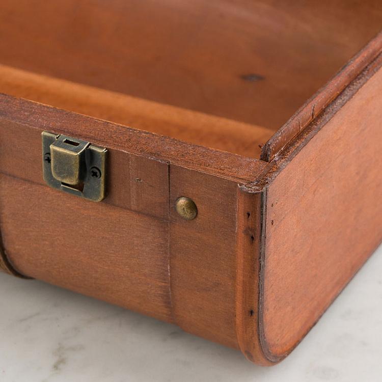 Набор из двух декоративных чемоданов из экокожи Set Of 2 Wood Suitcase Boxes Brown