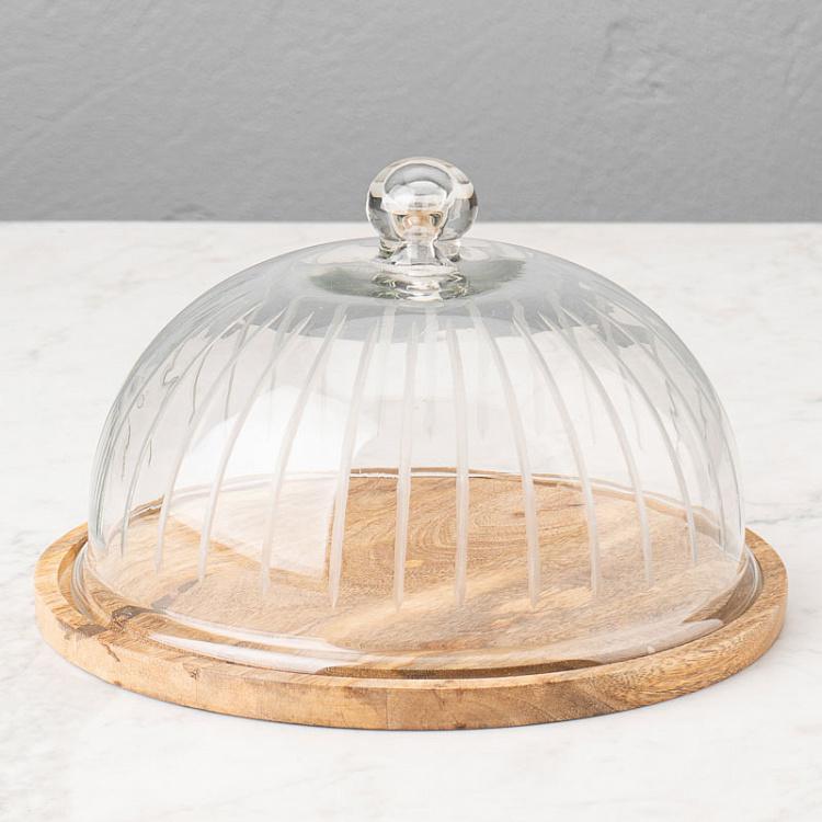 Glass Stripes Cover With Wooden Plate