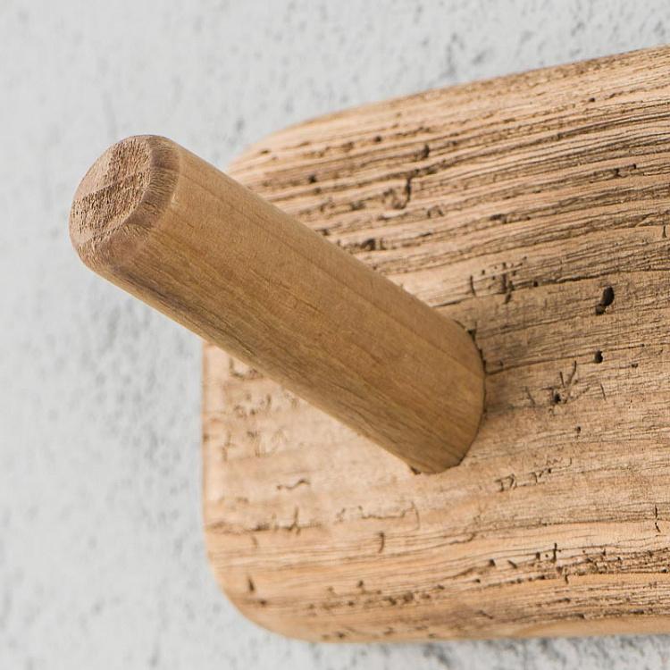 Четырёхместная деревянная настенная вешалка Rustic Wooden Coat Rack 4 Hooks
