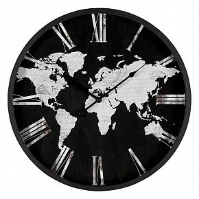 Mappemonde Fond Noir Wall Clock