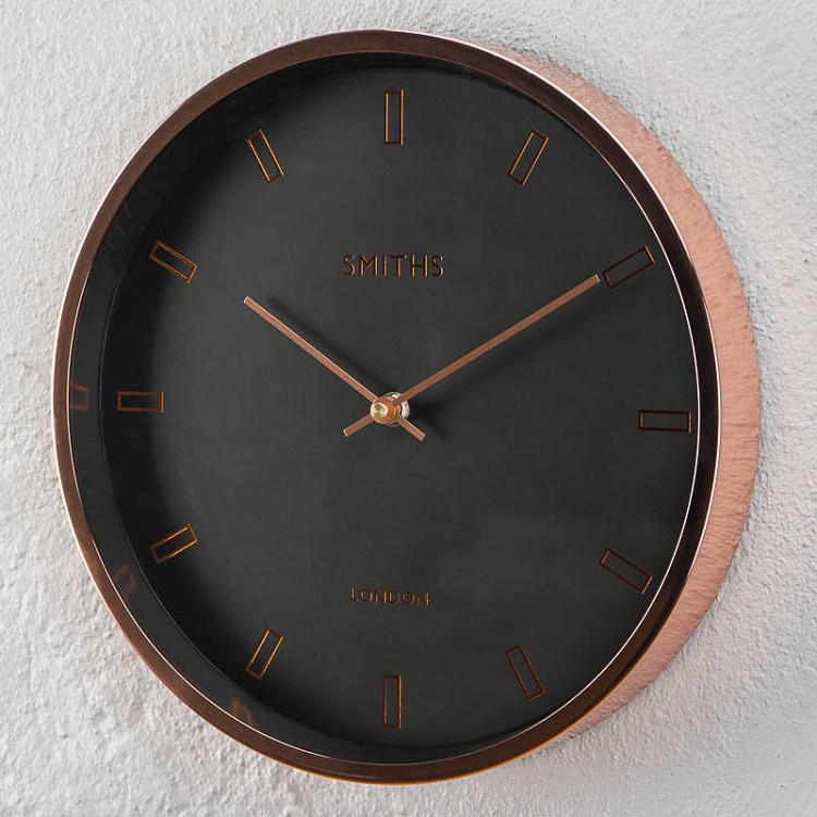 Modern Rose Gold Case Black Dial Smiths Wall Clock