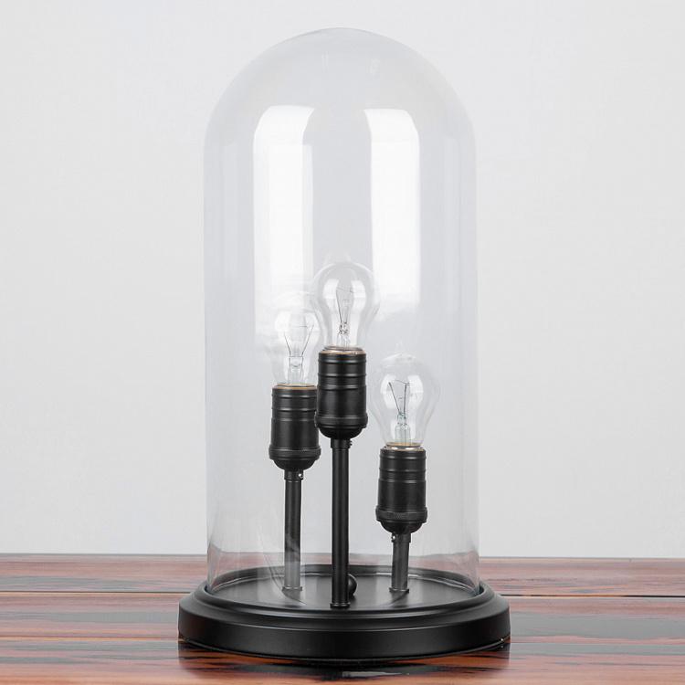 Настольная лампа Колба с 3-мя лампами Black Base Dome With 3 Bulbs Holders