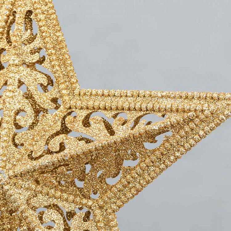 Верхушка на ёлку Звезда с блёстками филигрань Glitter Filigree Star Tree Topper Gold 26,5 cm