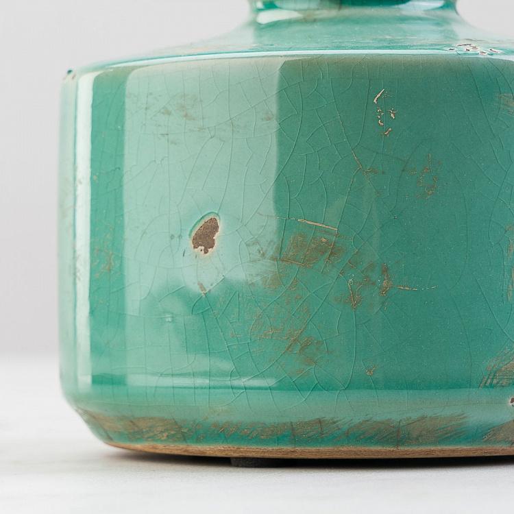 Широкая голубая керамическая ваза Бутыль Bottle Vase Aqua Blue Wide