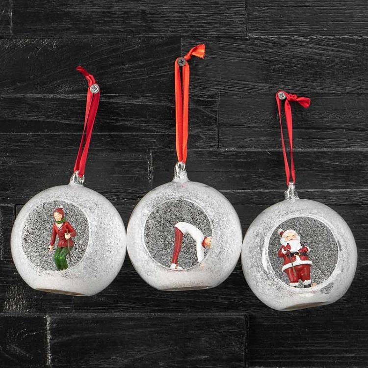 Набор из трёх ёлочных шаров Рождественские фигурки Set Of 3 Xmas Figurines 10 cm