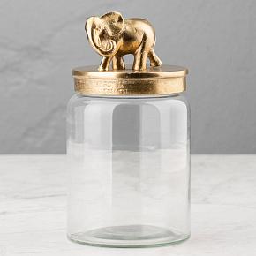 Decorative Jar With Elephant Figure Gold