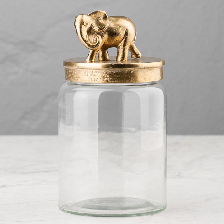 Ёмкость для хранения Золотой слон Decorative Jar With Elephant Figure Gold