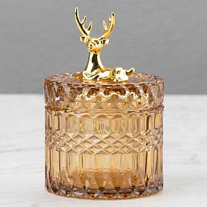 Glass Jar With Deer Figure Ochre