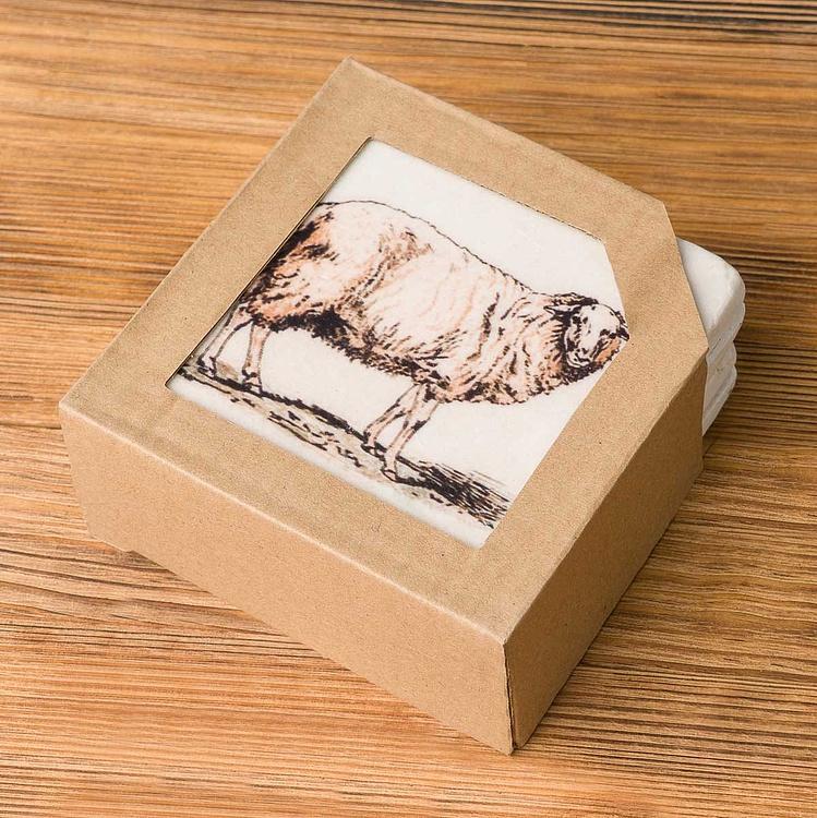 Набор из 4-х подставок под стаканы Set Of 4 Stone Coasters Sheep - ракурс 8