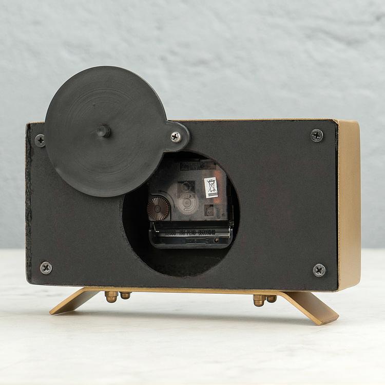 Прямоугольные настольные часы латунного цвета в винтажном стиле Rectangular Brass Patina Clock