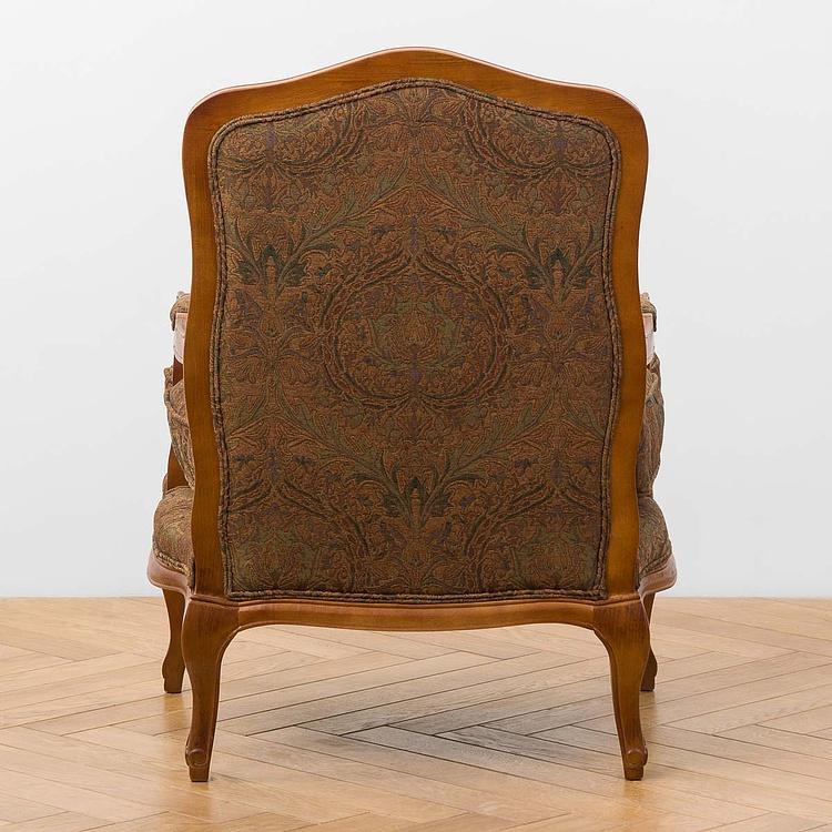 Кресло Marie Armchair, Oak Dark Amber вискоза и полиэстер Burnt Green Jacquard - ракурс 3