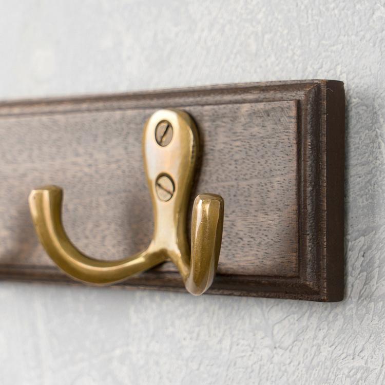 Настенная вешалка Капитан с латунными крючками Captain Wall Coat Rack 2 Brass Double Hooks