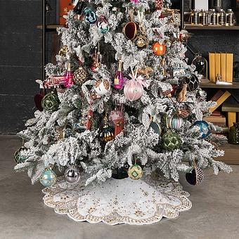 Коврик-юбка под ёлку Christmas Tree Skirt Ivory Gold 120 cm