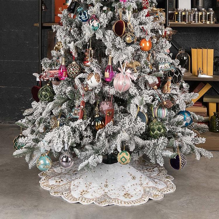 Коврик-юбка под ёлку большой цвета слоновой кости с золотым Christmas Tree Skirt Ivory Gold 120&nbsp;cm