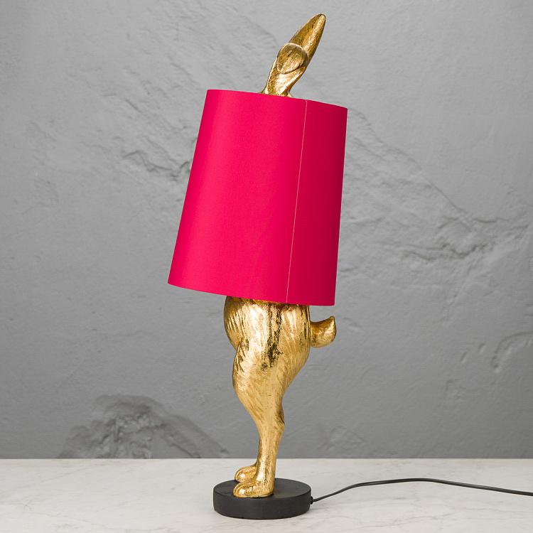 Настольная лампа Робкий кролик с розовым абажуром Table Lamp Hiding Bunny Pink