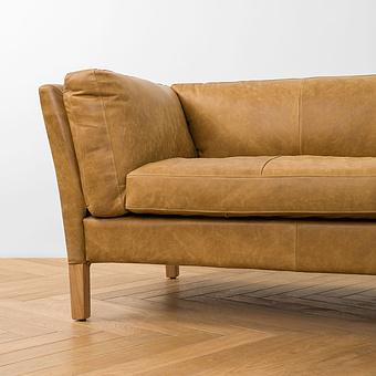 Трёхместный диван Lincoln 3 Seater, Bleached Oak PF натуральная кожа Cognac Grain - ракурс 5
