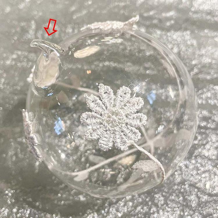 Ёлочный шар c цветочным орнаментом дисконт Glass Flower Ball Clear 8 cm discount
