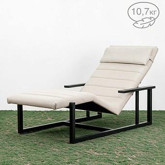 Садовый шезлонг-лежак Roxy Lounger, Black акриловая ткань Light Stone
