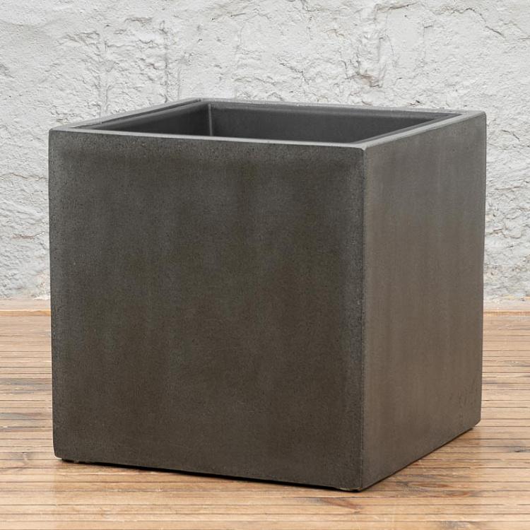 Кашпо тёмно-серый бетонный куб Эффектори Effectory Beton Cube Pot Dark Gray