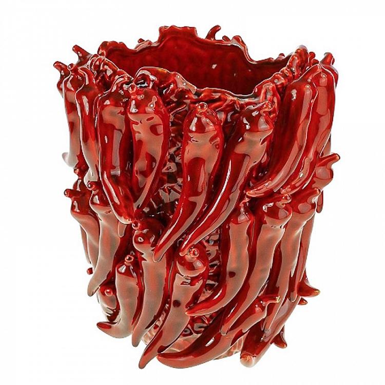 Красная ваза Перцы Чили, L Chili Bordeaux Red Vase Large